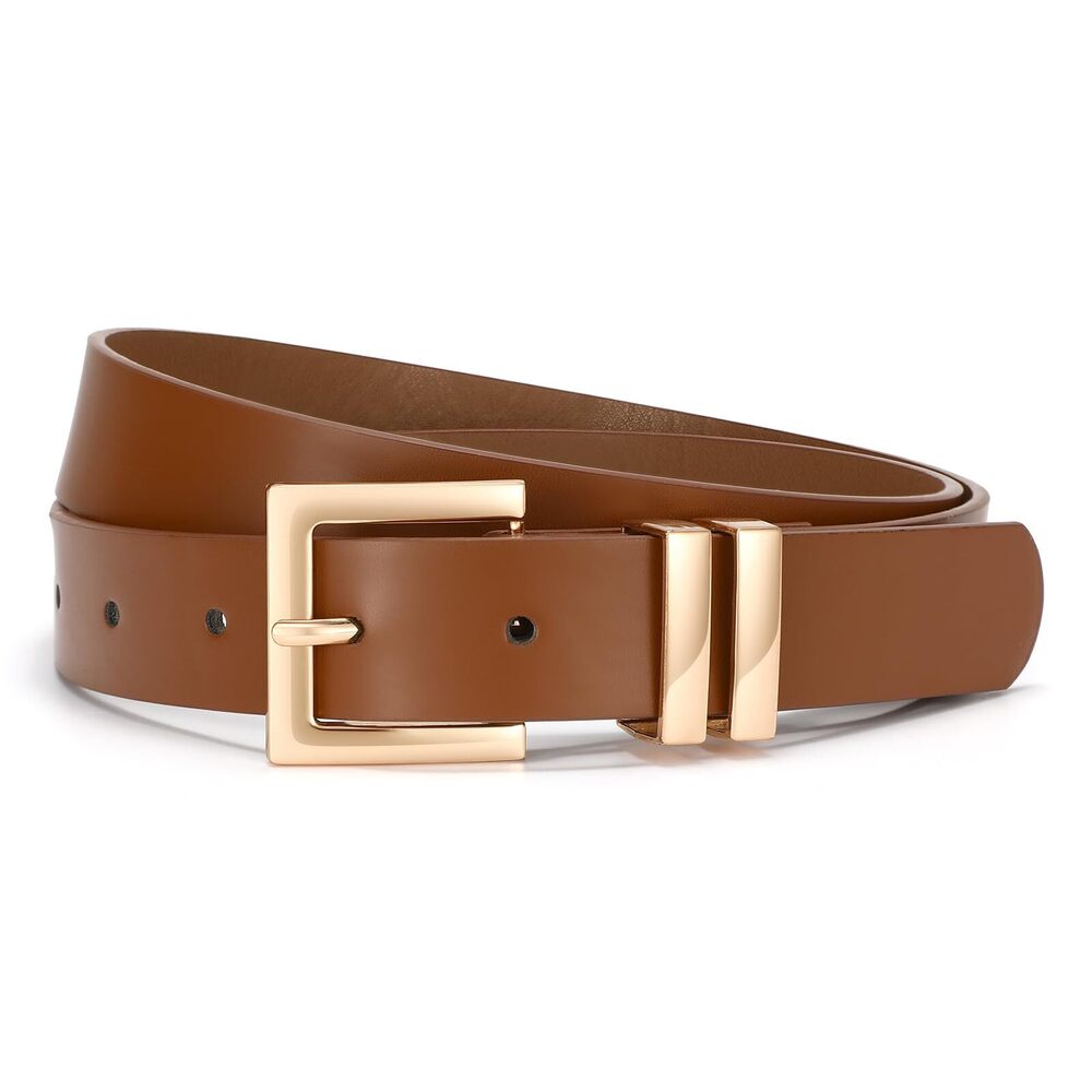 8719 Women's Leather Belt For Jeans Pants Dresses Fashion Ladies Square - Picture 3 of 6